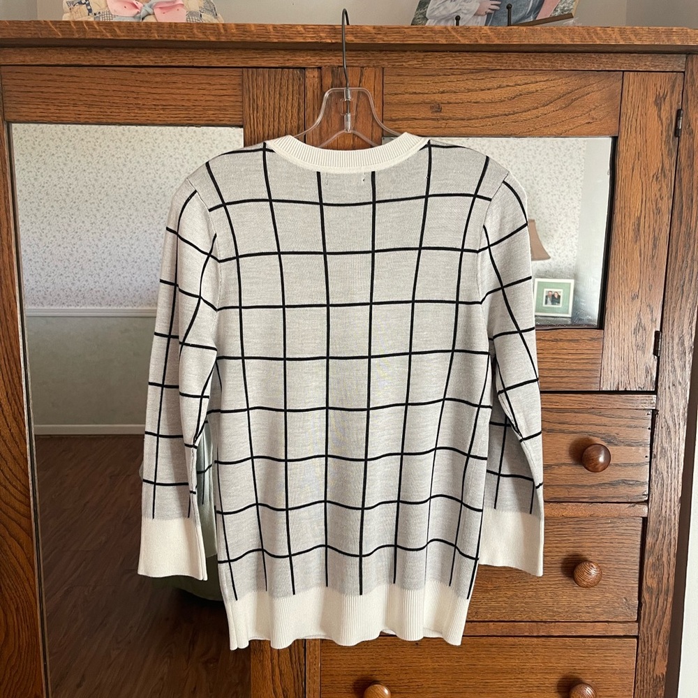 Halogen Windowpane Button-Up M Petite Cardigan - image 2